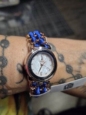 Montes Prestige X Invicta  Stylish Blue Satin & Rose Gold Women's Watch